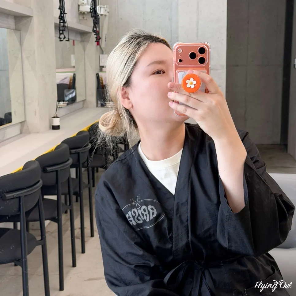 시술 전 백금발 모발 비포 컷