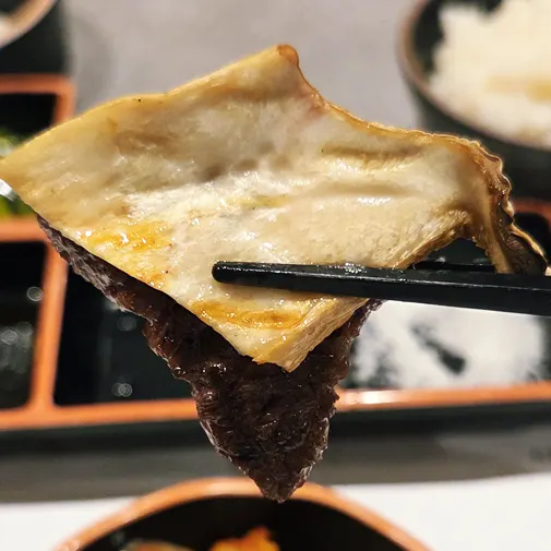 Close-up of grilled chuck flap tail