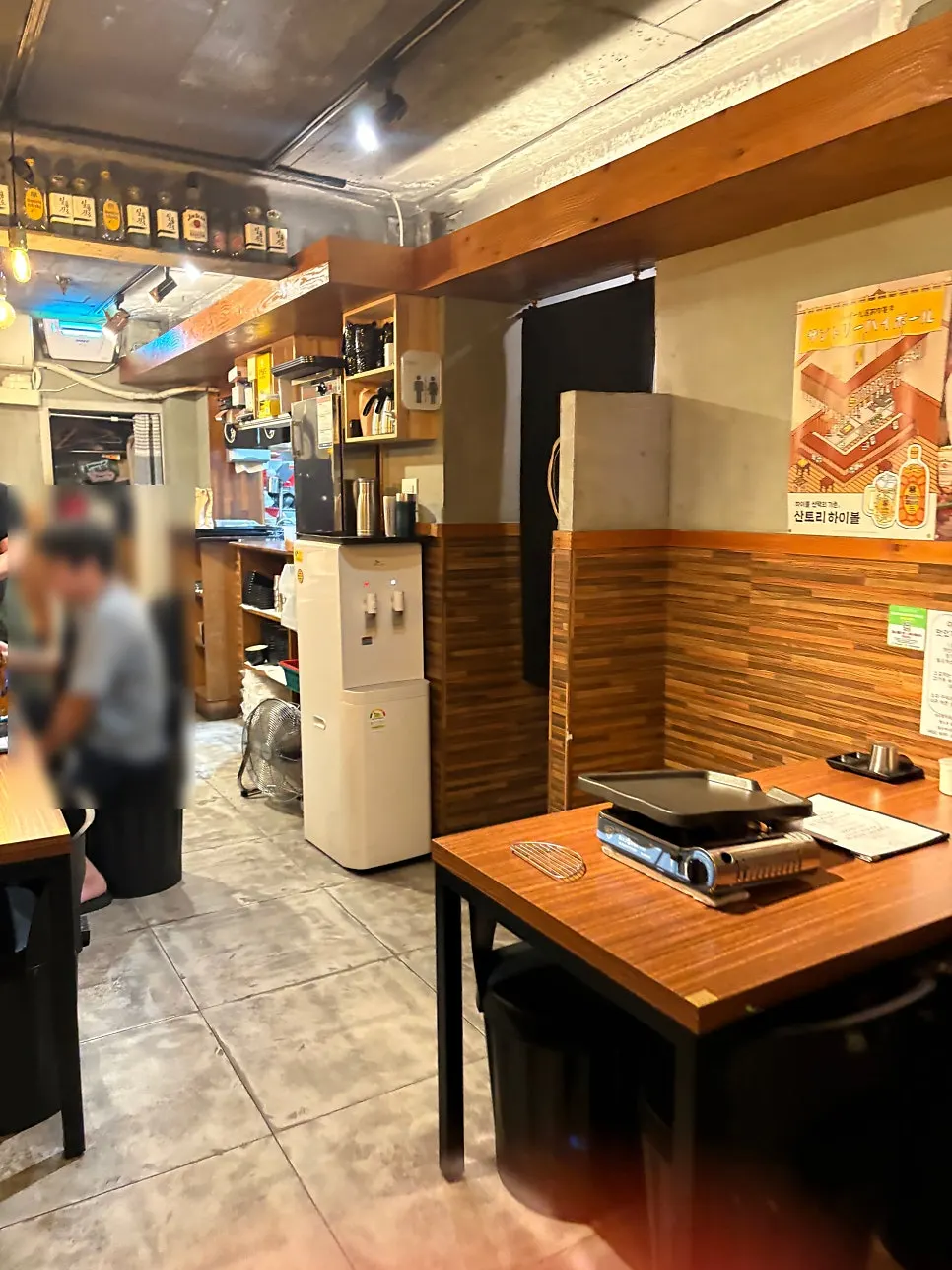 Interior of the Korean BBQ restaurant with divided spaces