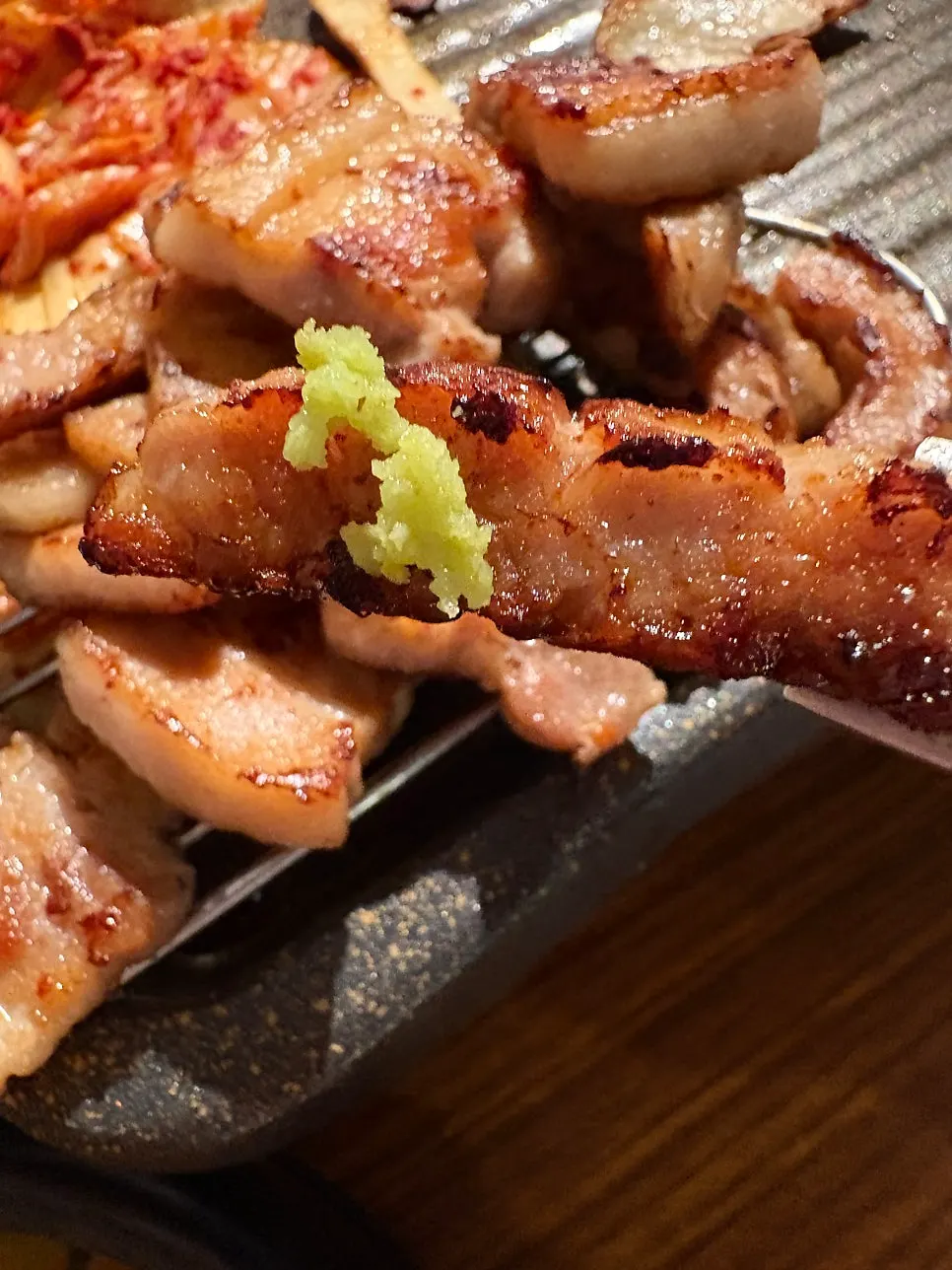 A piece of grilled pork jowl