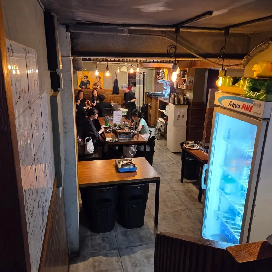 Basement floor interior with plenty of tables