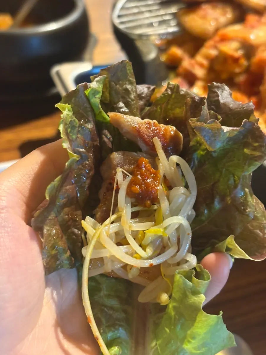 Pork belly dipped in salt