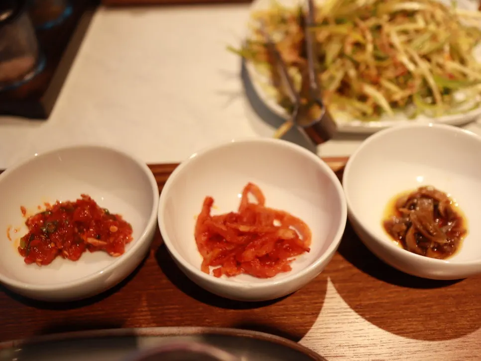 Table setting and our order laid out at Jeongyukdo