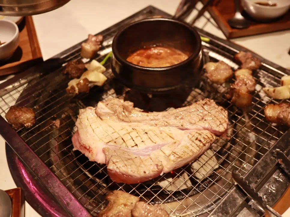 Grilling the extra pork belly