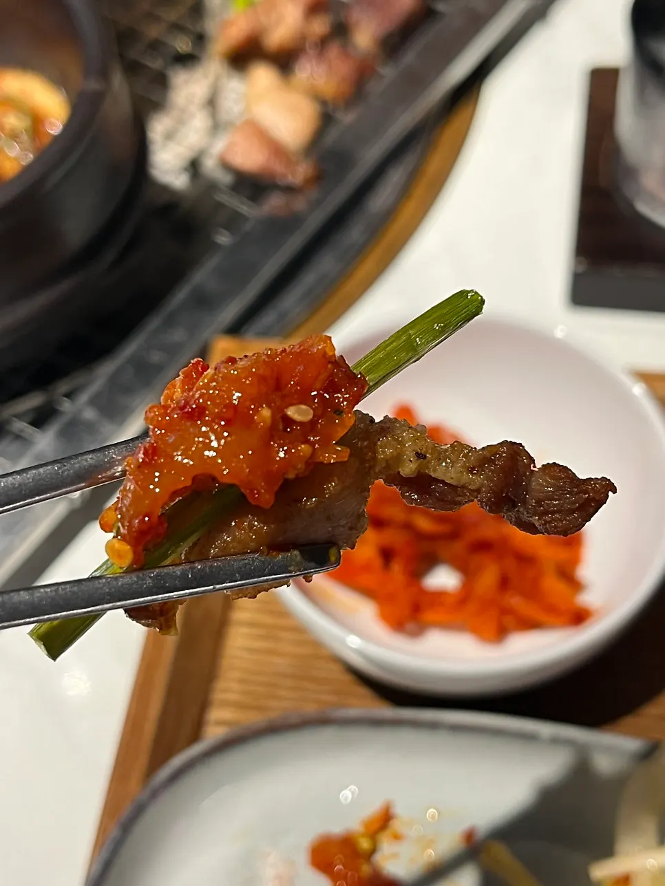 Fresh ribs paired with garlic scapes and salted squid