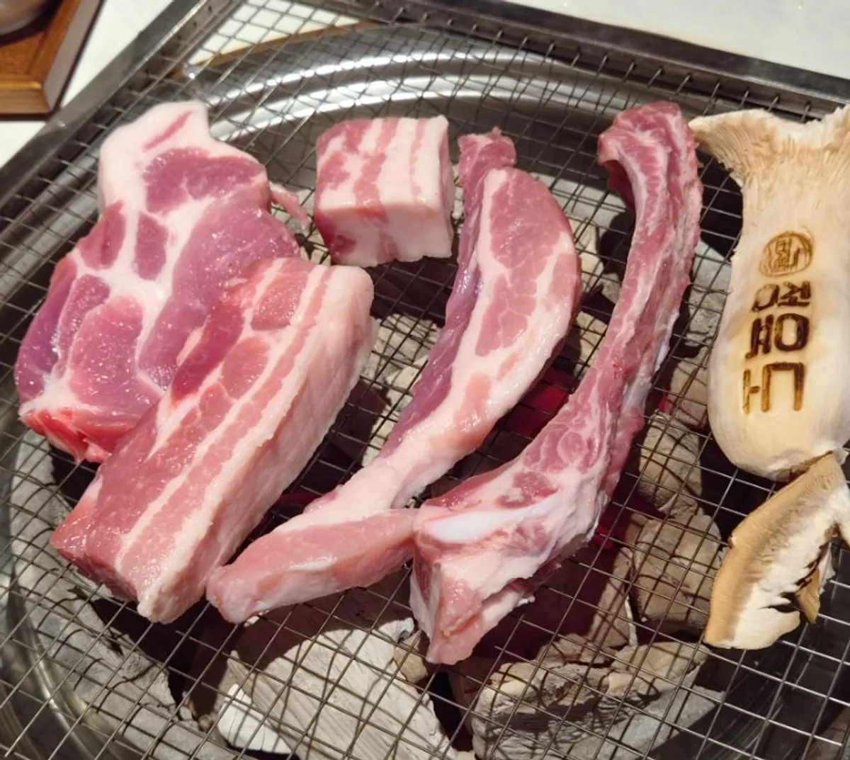 Hanwoo pork set with raw ribs, flower pork neck and pork belly