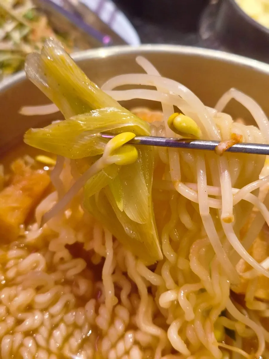 Spicy hangover ramen broth and noodles