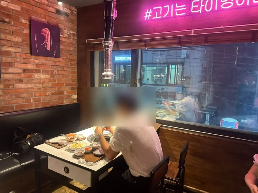 View of the dining hall tables at Jeongyukdo