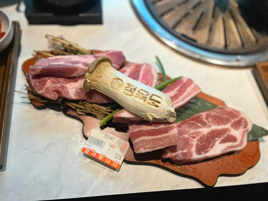 Hanwoo pork set with raw ribs, pork belly, and flower pork neck
