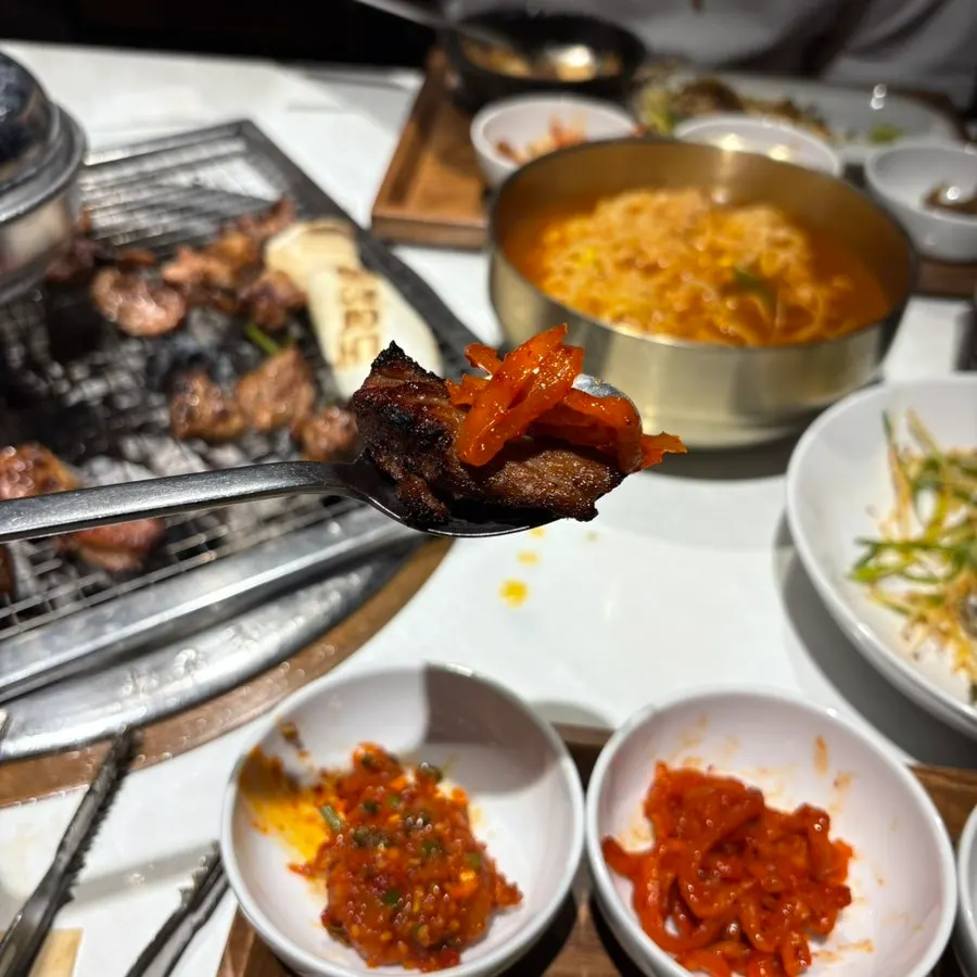 Seasoned pork ribs paired with side dishes