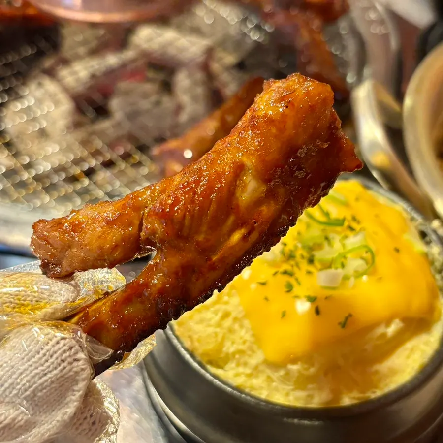 Close-up of regular seasoned pork ribs