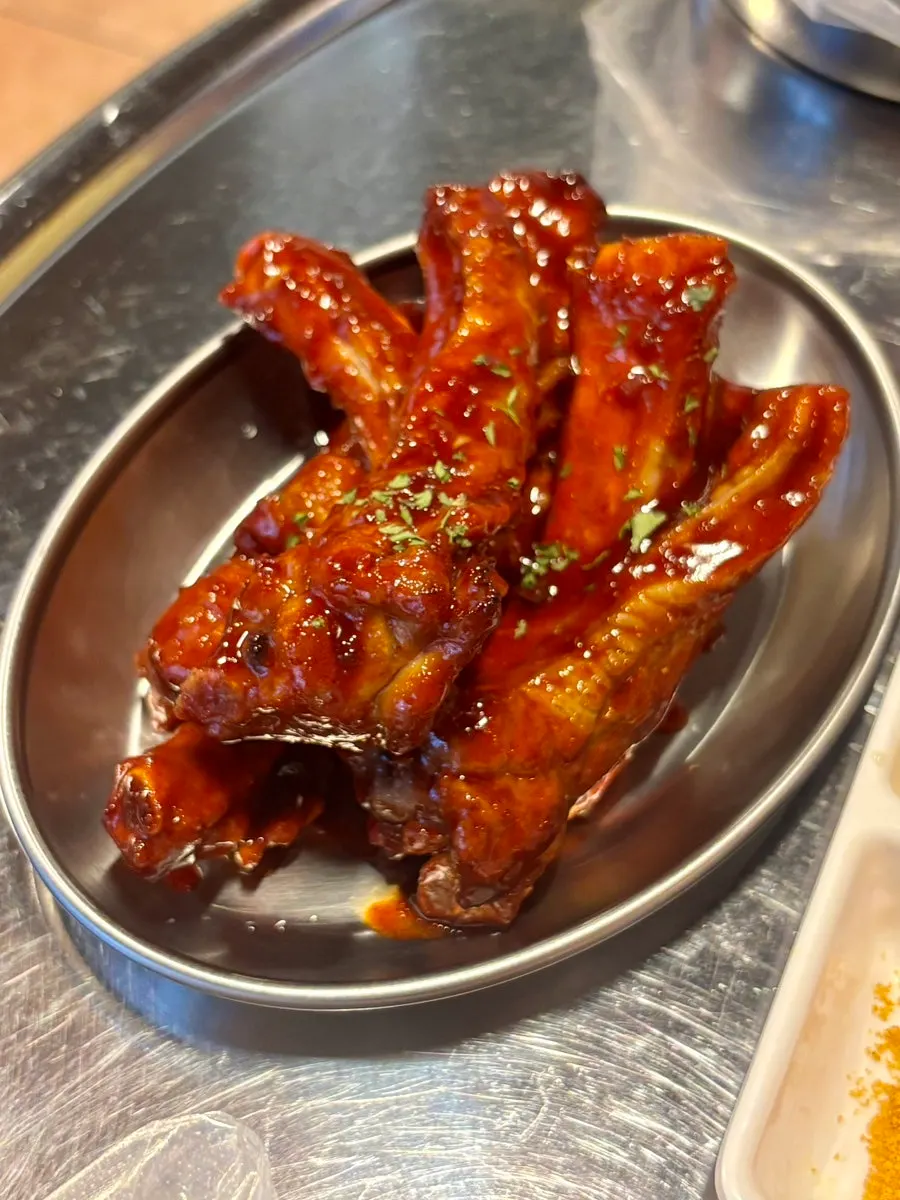 Geommaep seasoned pork ribs with a deeper color than the regular sauce
