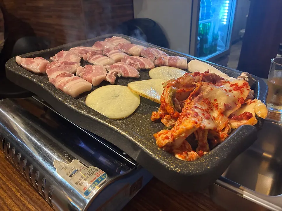 Basement-level entrance of the Korean BBQ restaurant near Hapjeong Station