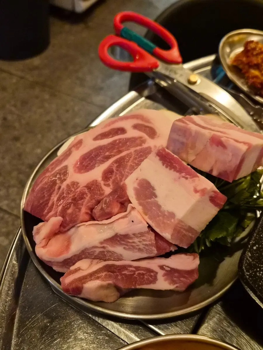 푸짐하게 담겨 나온 김숙성 스페셜2 고기 한 접시