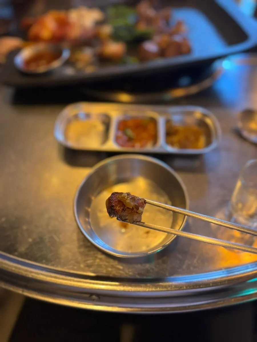 Meat paired with shiitake mushroom wasabi sauce
