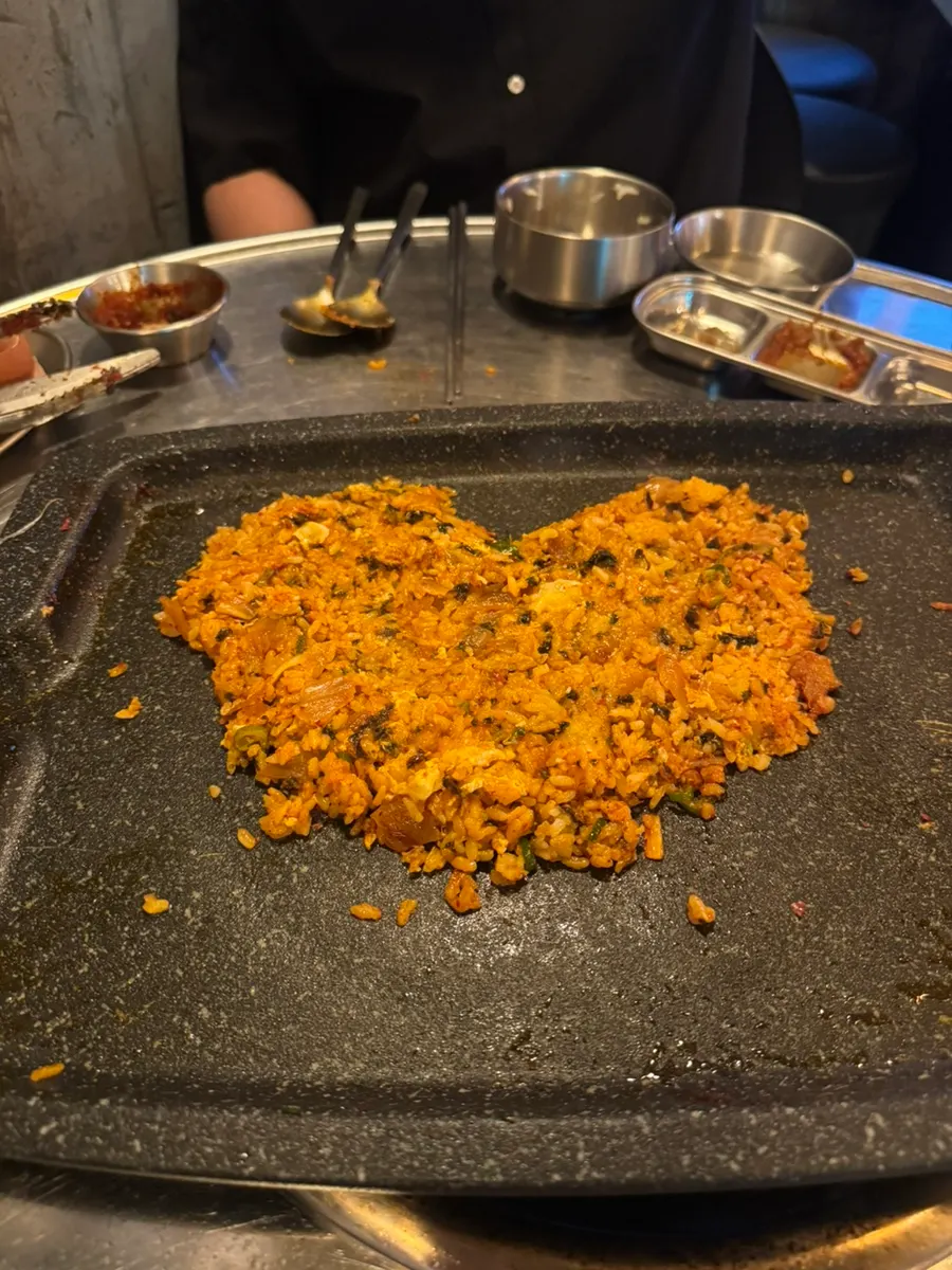 Fluffy fried rice shaped into a heart