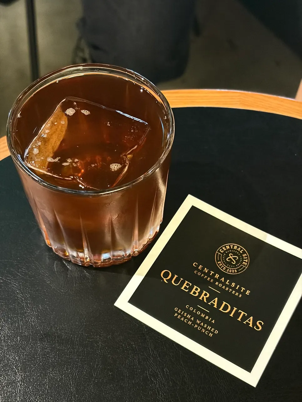 A glass of iced Guatemala Entre Volcanes drip coffee