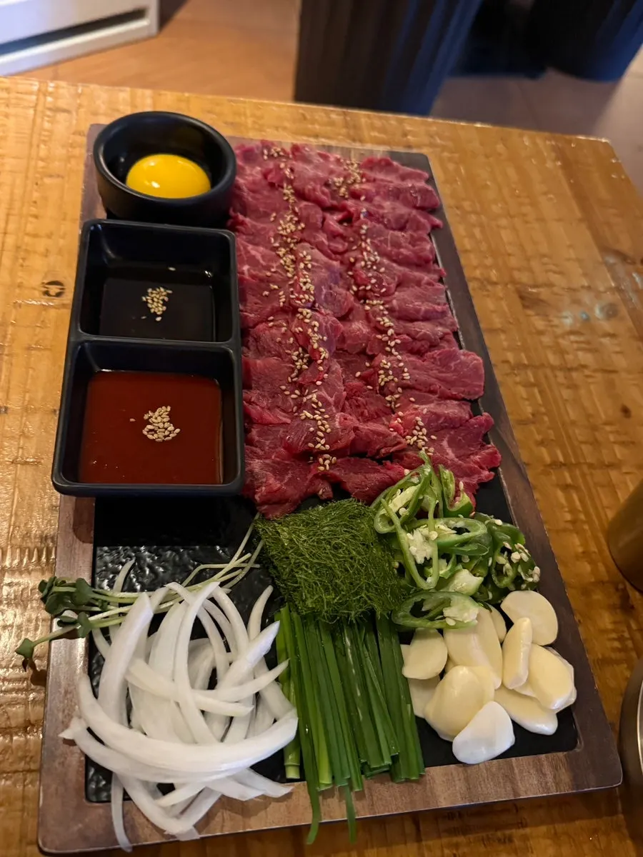 Beef sashimi from Bako Jumak wrapped in gamtae seaweed