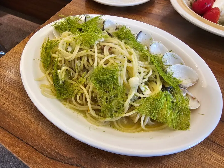 A plate of Riike's gamtae vongole pasta