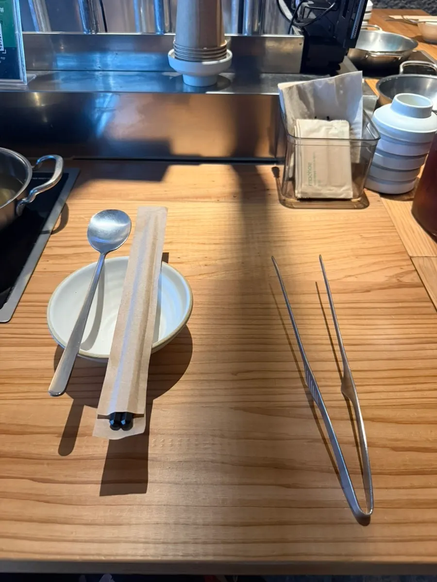 A solo shabu-shabu table setting at Nahonsha