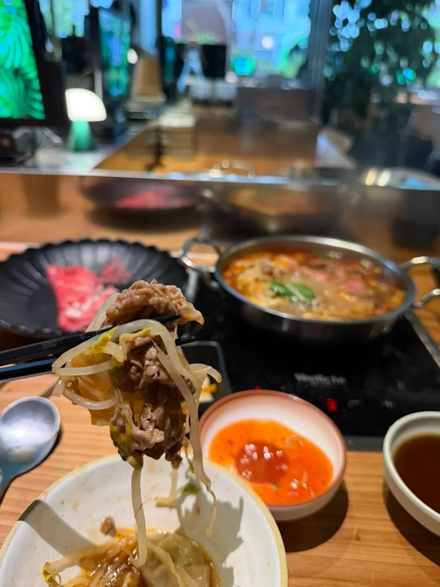 Plate of thinly sliced beef for shabu-shabu