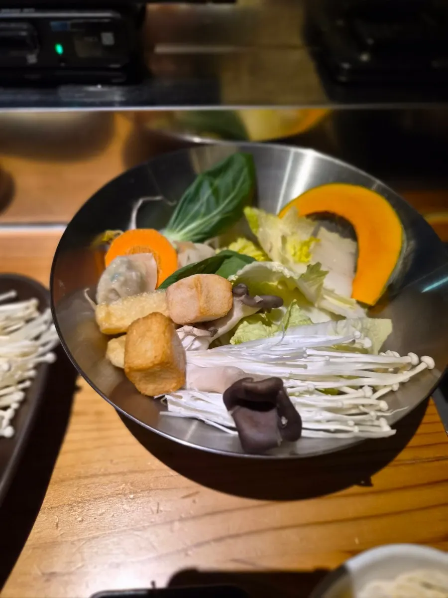 Vegetable plate with napa cabbage, bok choy, and sweet pumpkin