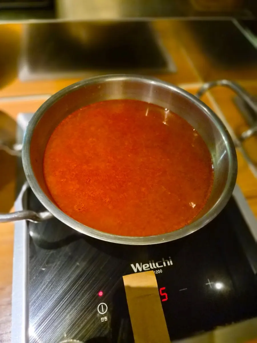 Red spicy broth with gochujang base