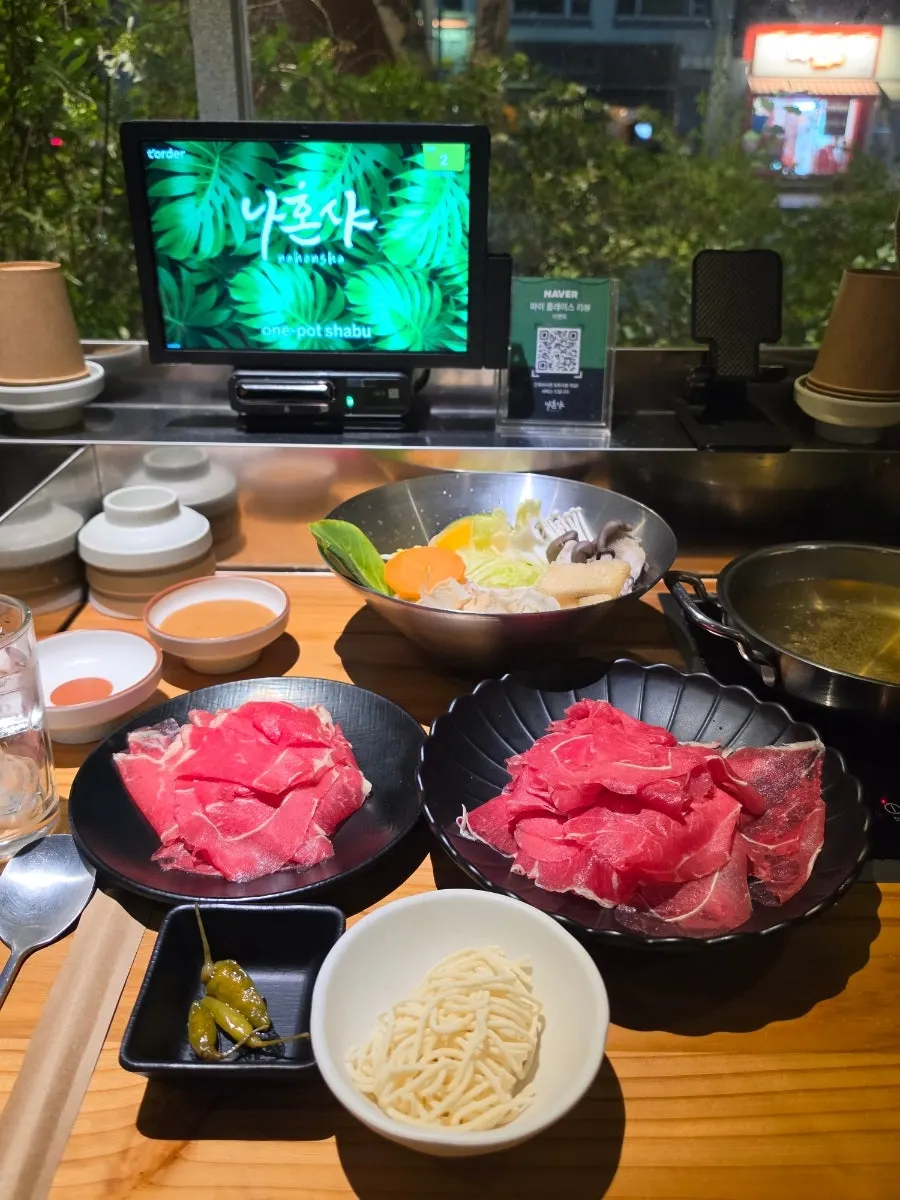 Plate of extra meat ordered for the shabu-shabu