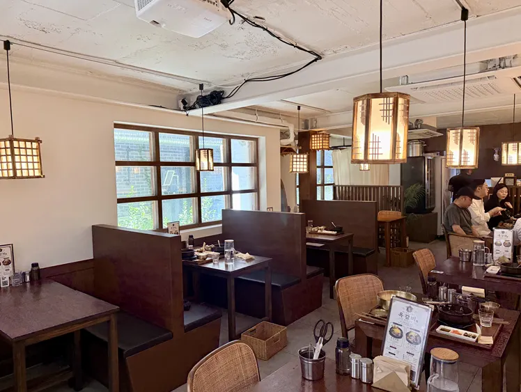 Ok Galbi dining area with group seating