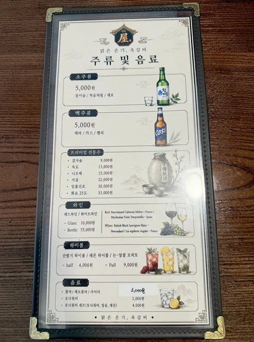 Ok Galbi menu information