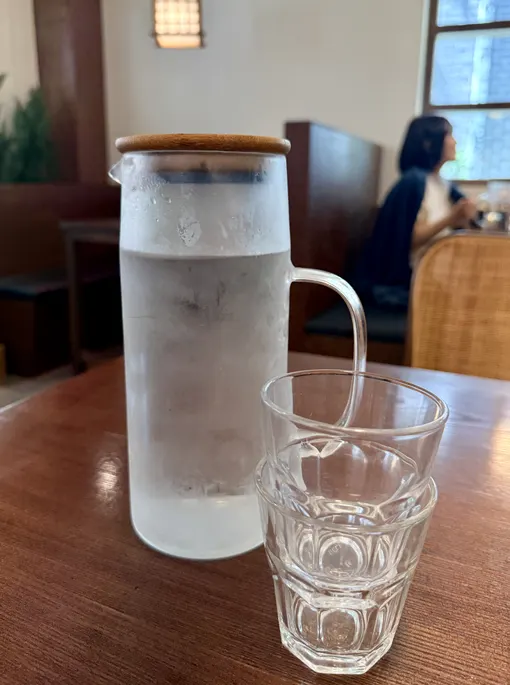 Cold water served at the table