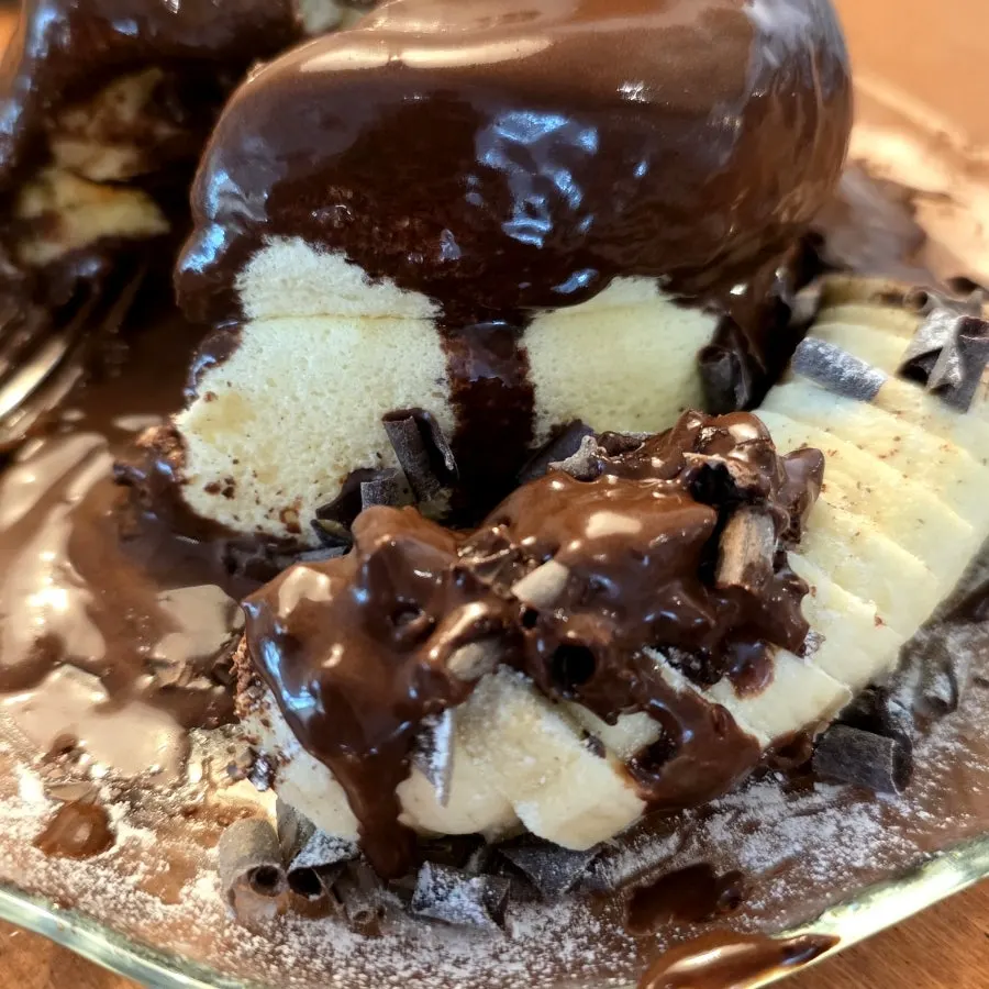 Chocolate banana soufflé with a sweet flavor