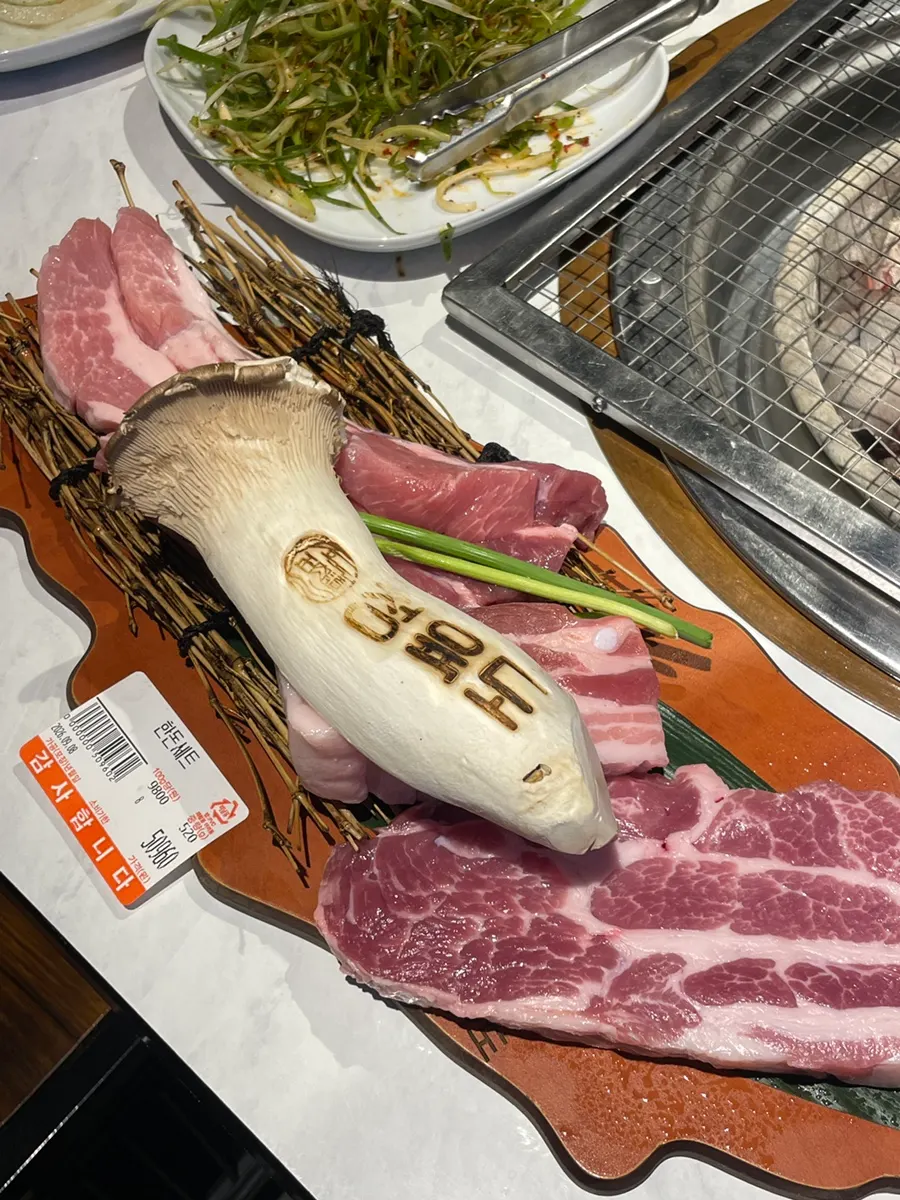 Korean pork set with fresh rib meat, pork belly, and flower pork neck