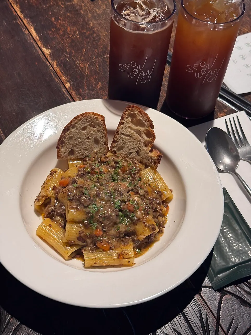 Seowon Angil ragù rigatoni pasta