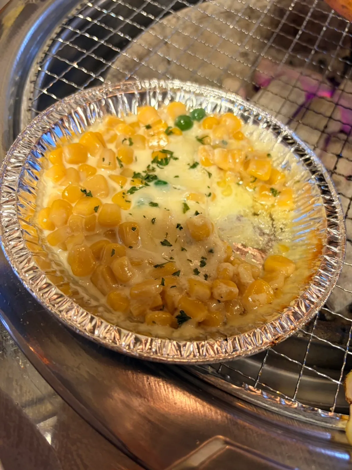 Corn cheese, pork skin, and potatoes