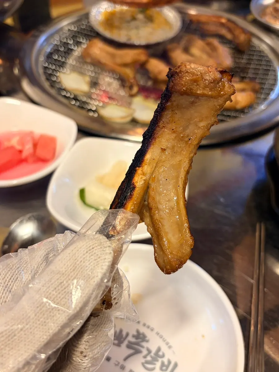 Table spread of soy-sauce and seasoned pork ribs