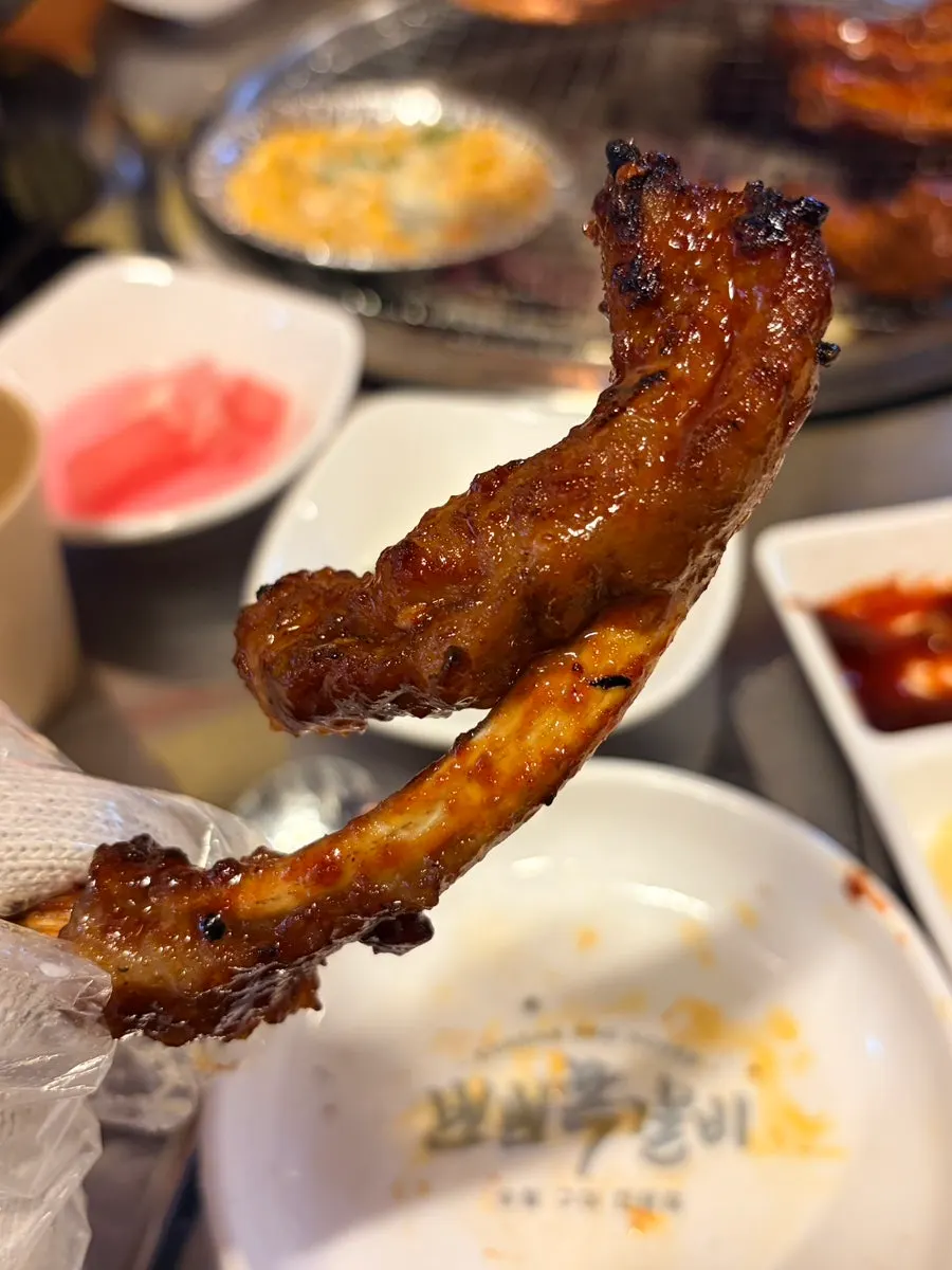 Seasoned pork ribs on the grill