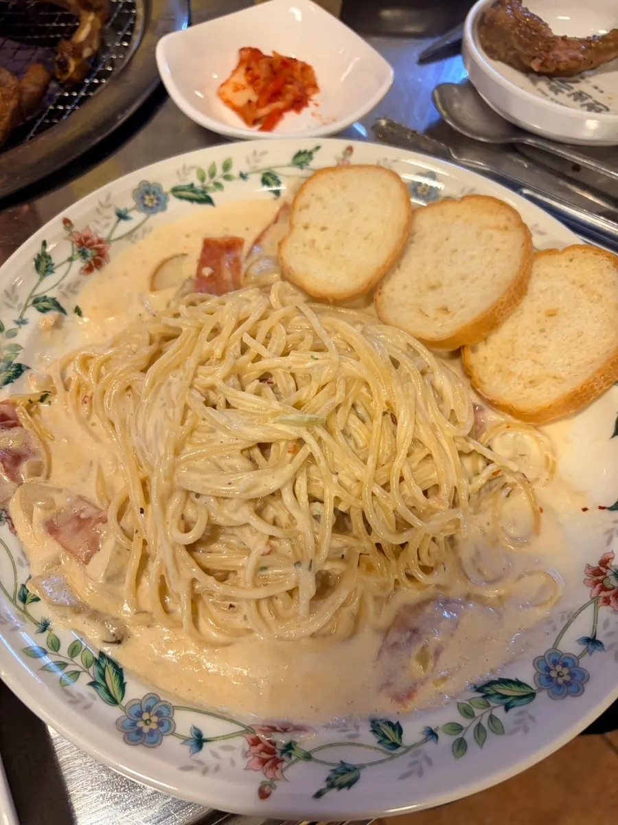 Cream pasta with bacon