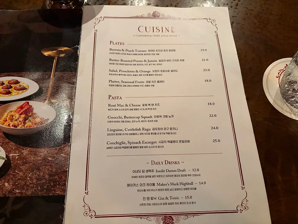 Signature cocktail menu themed around famous paintings
