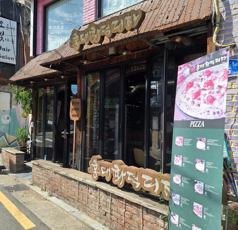 Walking route from Hapjeong Station Exit 6 to Hongdae Hwadeok Pizza