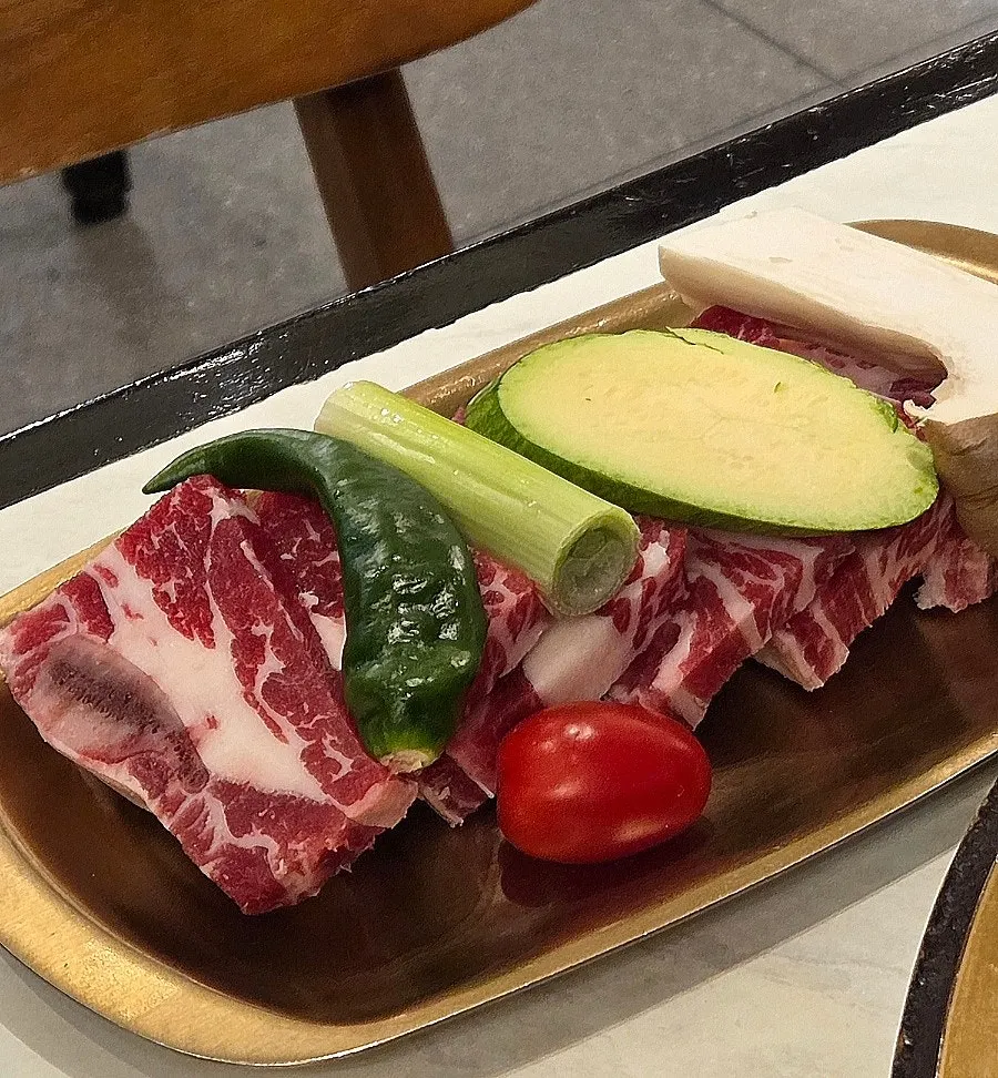Seolhwa galbi on the charcoal grill