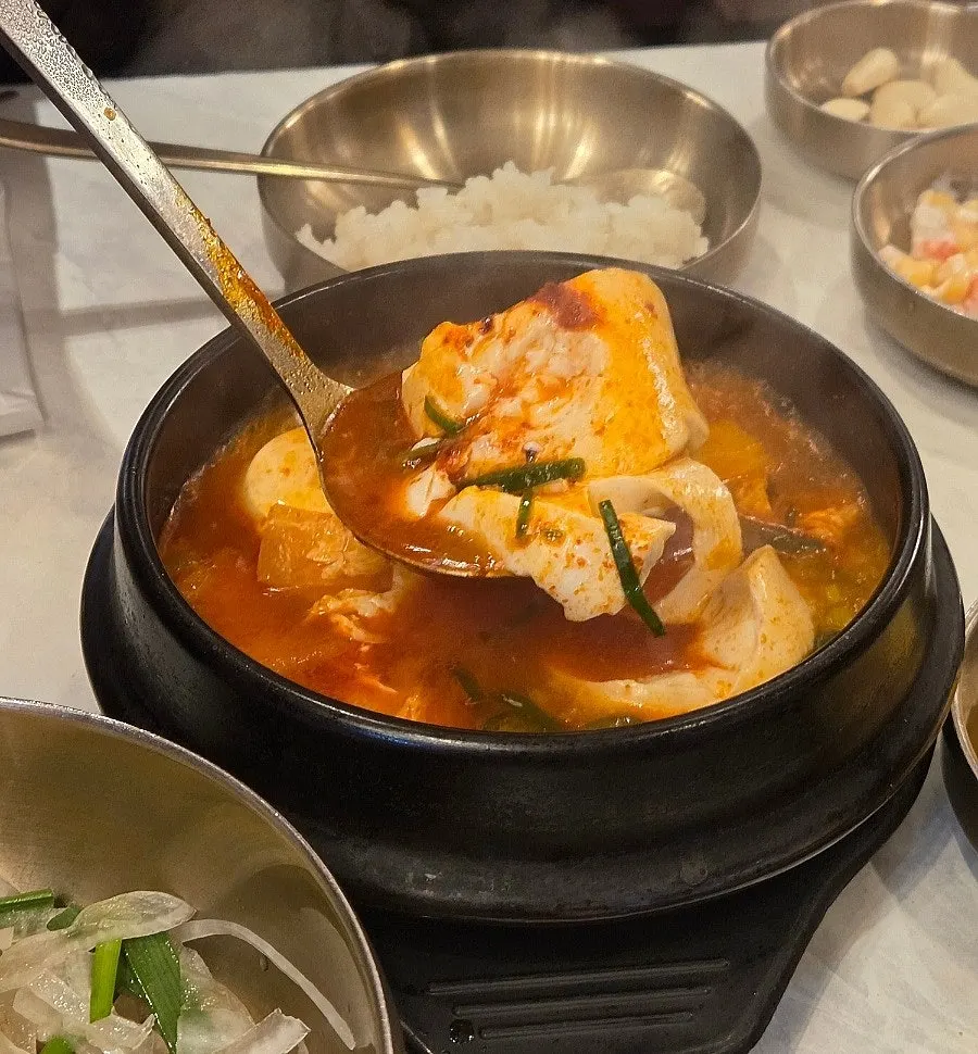 Free soft tofu stew served with any meat order