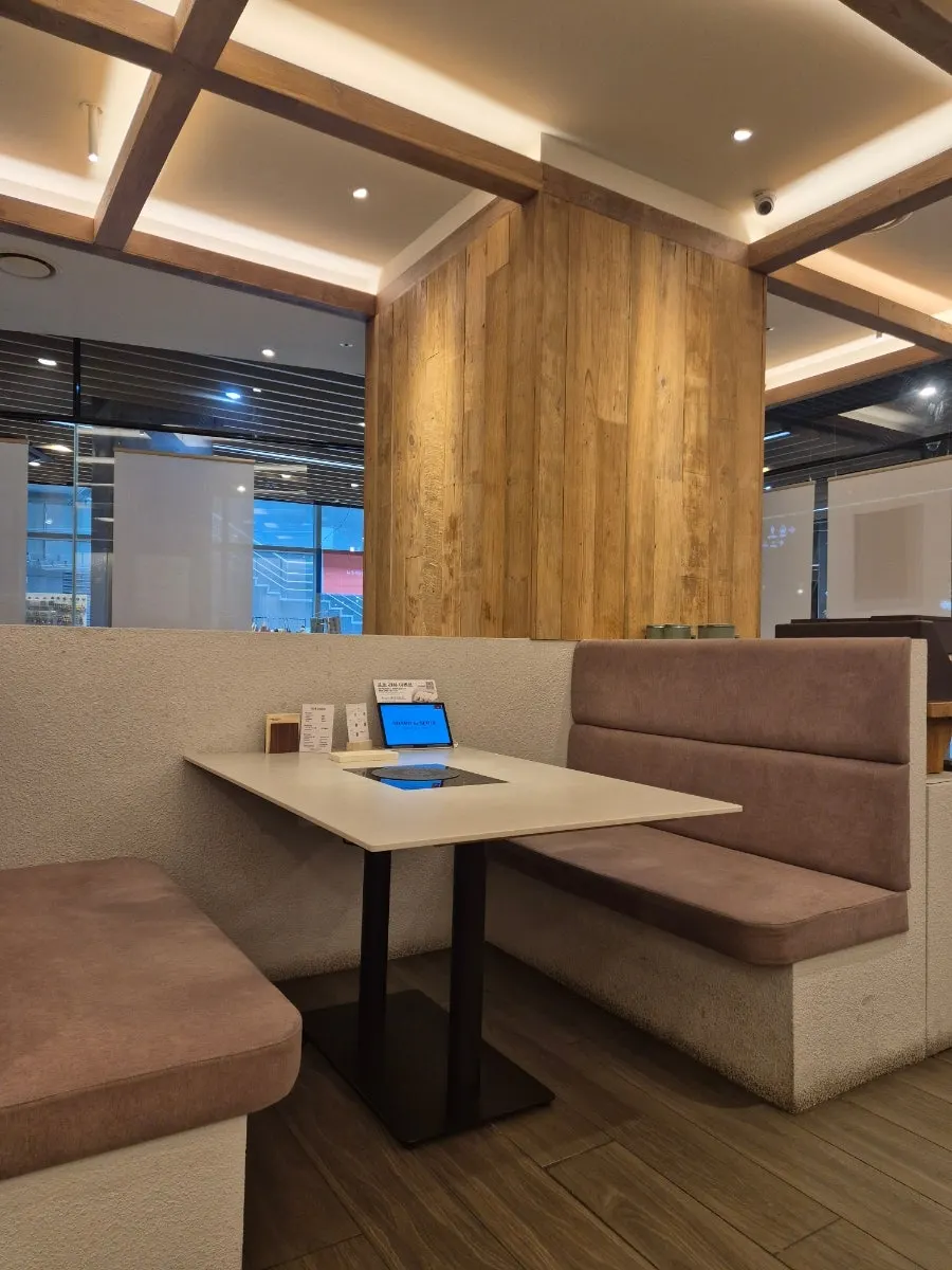 Clean seating inside Shabu in Seoul Hapjeong Branch