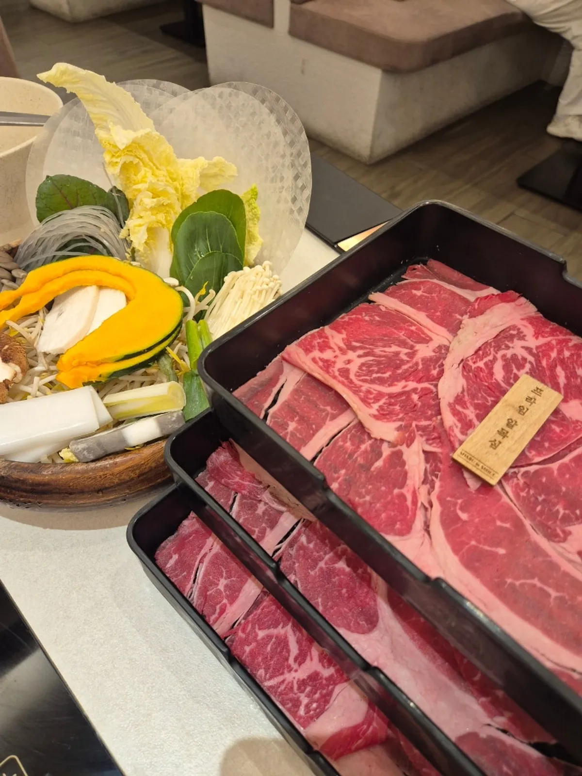 Full spread of the shabu-shabu set for two