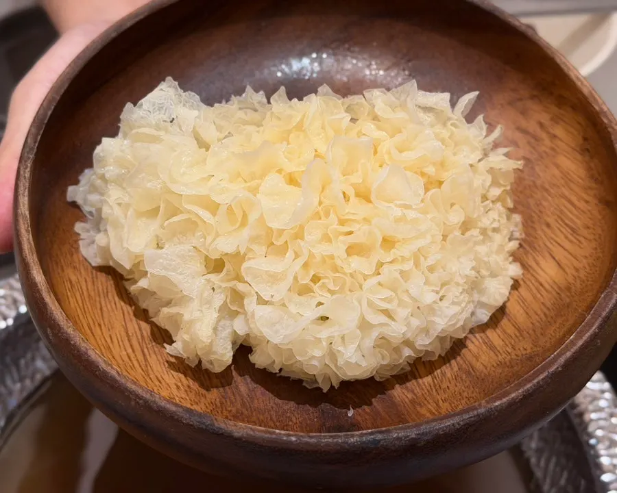Large white fungus mushroom ordered as an add-on