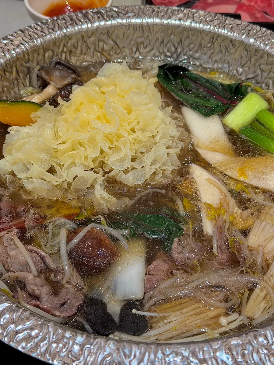 Panda-shaped glass noodle cooked in the broth