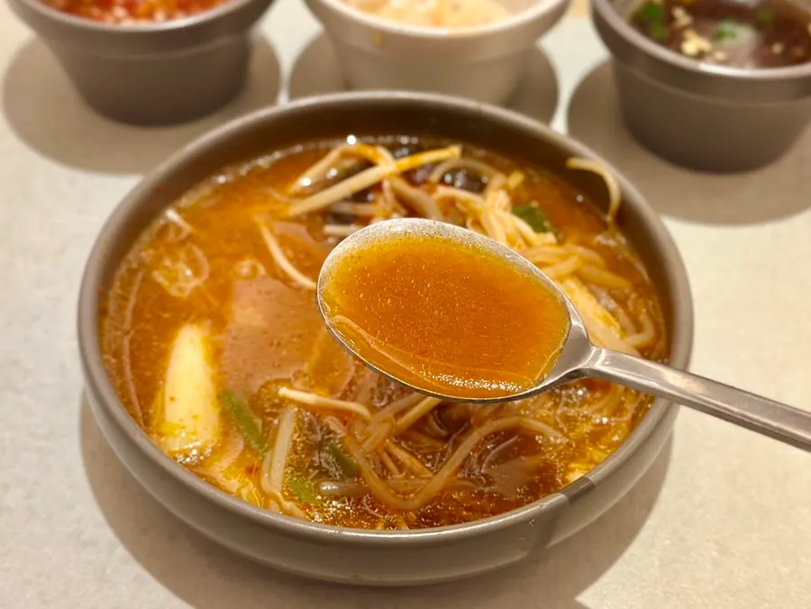 Pot of spicy mushroom broth