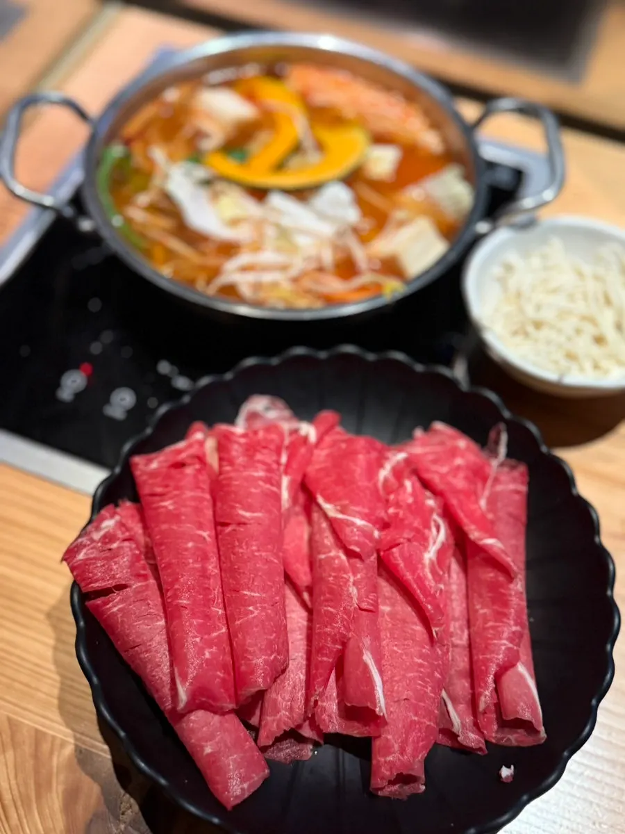 Pot of the now-rich shabu-shabu broth