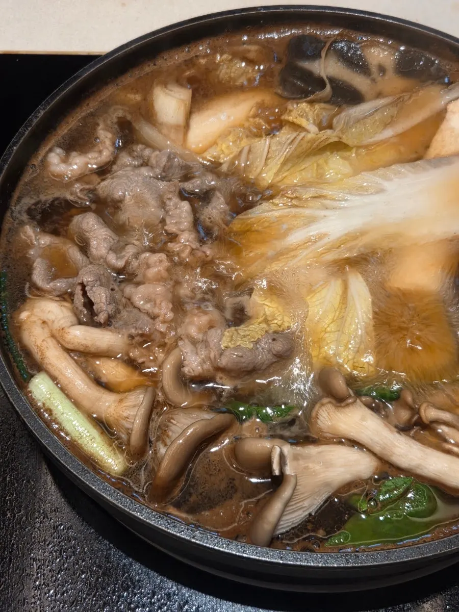 Assorted shabu-shabu vegetables on one plate