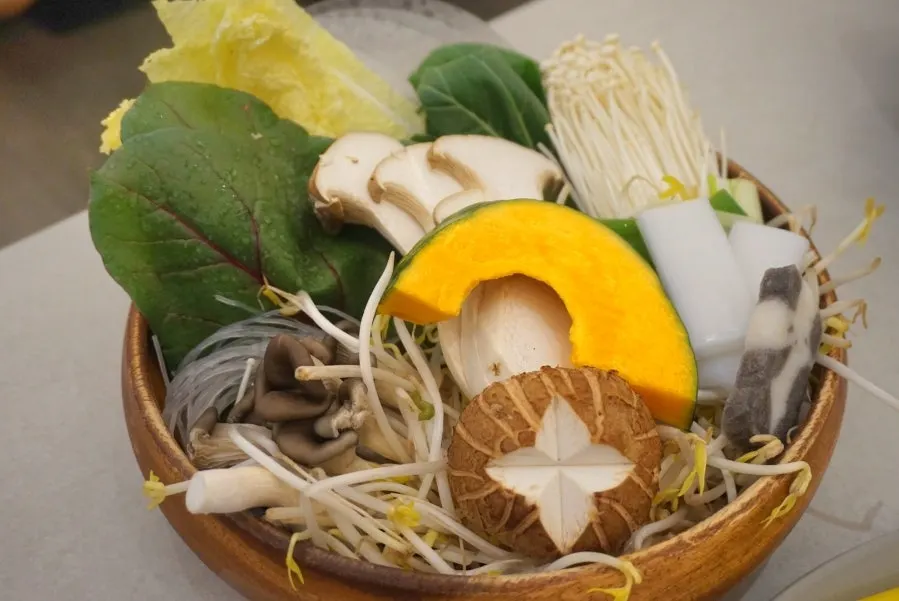 Generous plate of shabu-shabu vegetables
